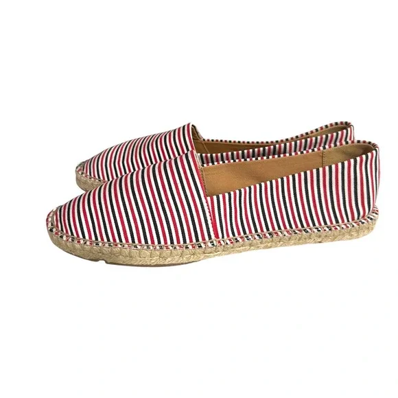 J.‎ Crew Striped Red White Canvas Espadrille Flats Size 7.5 - Picture 4 of 8